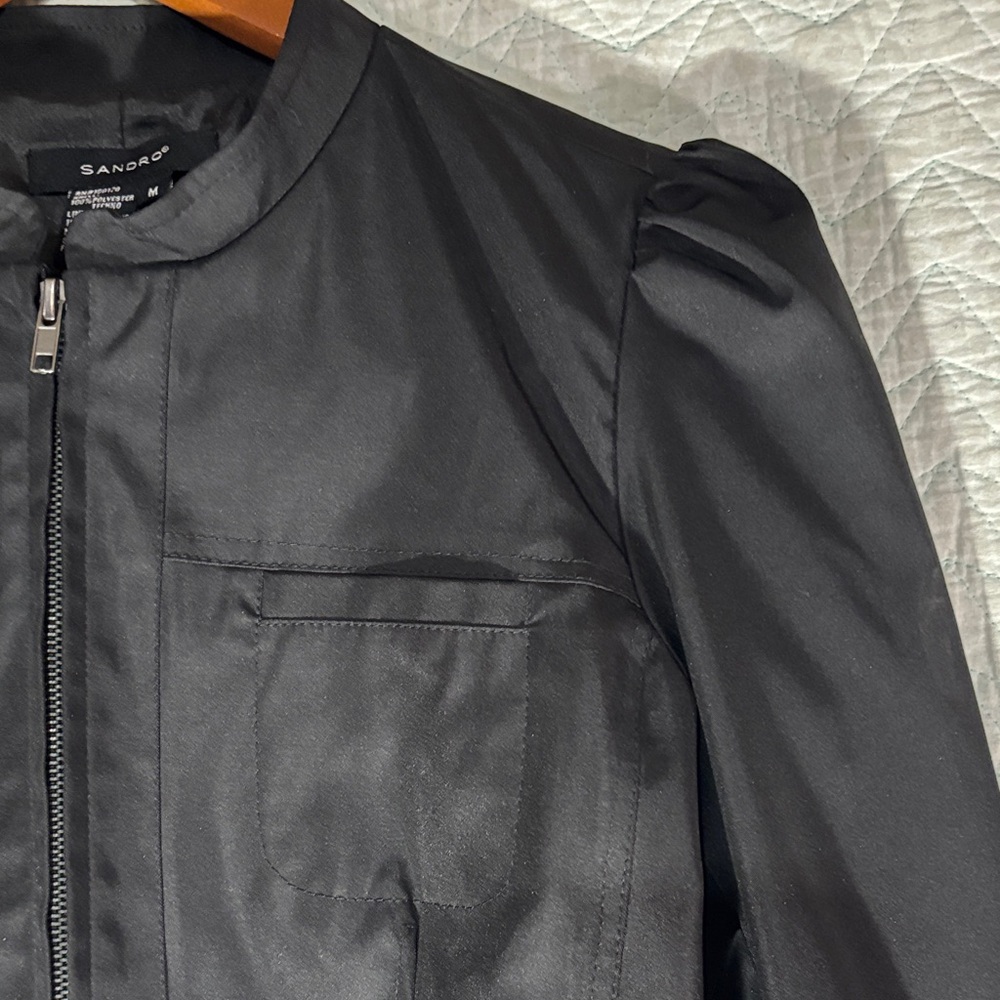 Sandro Black Zip-Up Structured Utility Jacket - image 3